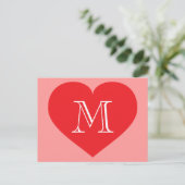 Red Heart Monogram Briefkaart (Staand voorkant)