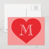 Red Heart Monogram Briefkaart (Voorkant / Achterkant)