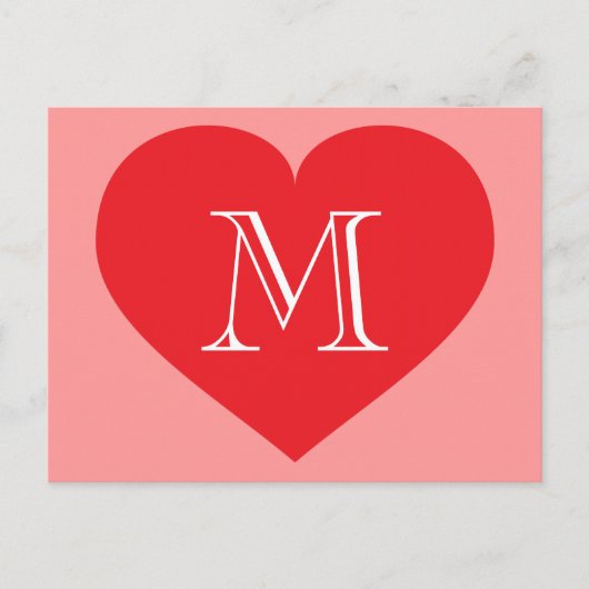 Red Heart Monogram Briefkaart (Voorkant)