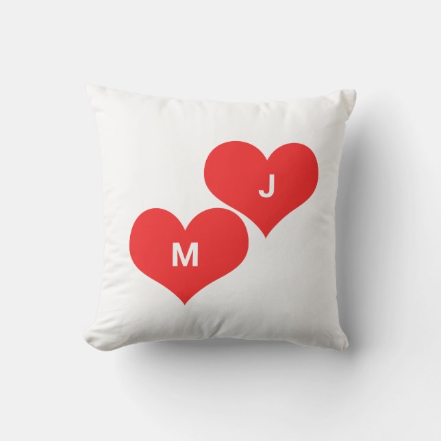 Red Heart Monogram Initiaal Aangepast Valentijns g Buitenkussen (Voorkant)