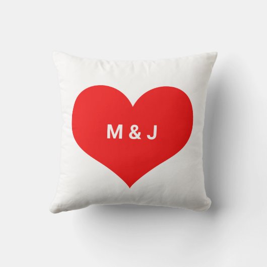 Red Heart Monogram Initialen Aangepaste Valentijns Kussen (Achterkant)