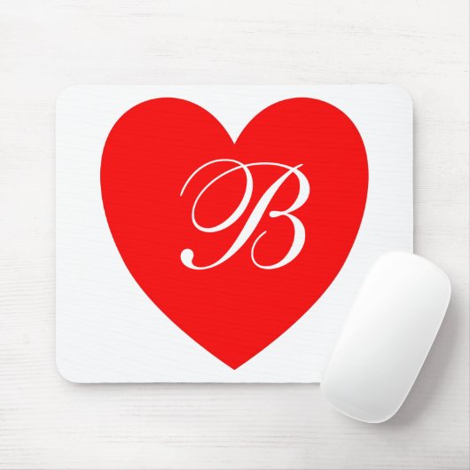 Red Heart Monogram Mousepad Muismat (Met muis)