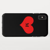 Red Heart Monogramed Initiaal Name Black Cute Case-Mate iPhone Case (Achterkant (horizontaal))