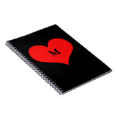 Red Heart Monogramed Initiaal Name Black Cute Notitieboek (Rechterzijde)