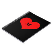 Red Heart Monogramed Initiaal Name Black Cute Notitieboek (Linkerzijde)