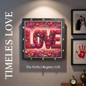 Red Heart Mosaic Love Wall Vierkante Klok