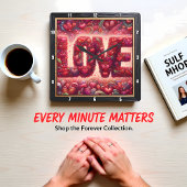 Red Heart Mosaic Love Wall Vierkante Klok