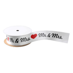 Red Heart Mr. & Mrs Wedding Satijnen Lint