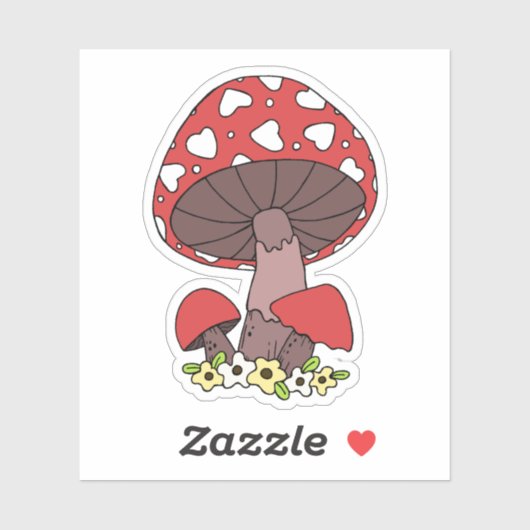 Red Heart Mushroom Laptop Sticker (Vel)