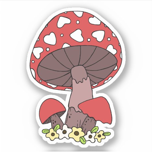 Red Heart Mushroom Laptop Sticker (Voorkant)