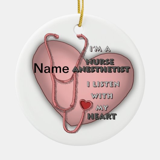 Red Heart Nurse Anesthetist Keramisch Ornament (Voorkant)