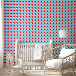 Red Heart Nursery Wallpaper Behang