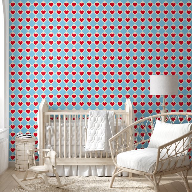 Red Heart Nursery Wallpaper Behang (Kinderen)