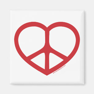 Red Heart of Love, Peace Sign Magneet