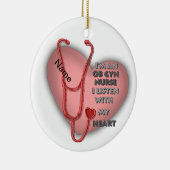 Red Heart OfGyn Nurse Keramisch Ornament (Rechts)
