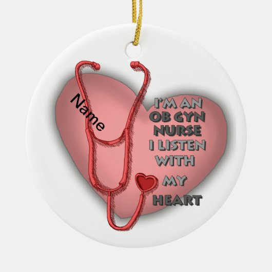 Red Heart OfGyn Nurse Keramisch Ornament (Voorkant)
