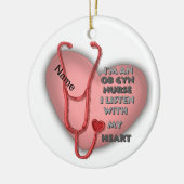 Red Heart OfGyn Nurse Keramisch Ornament (Links)