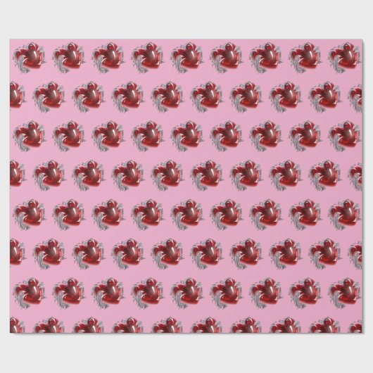 Red heart on pink background Wrapping Paper love Cadeaupapier (Vlak)
