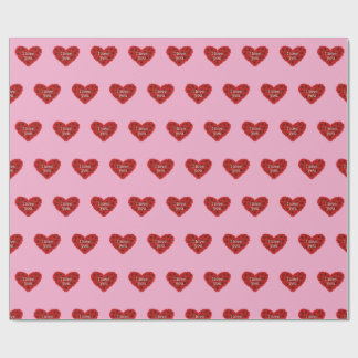 Red heart on pink background Wrapping Paper love Cadeaupapier