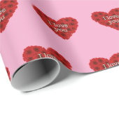 Red heart on pink background Wrapping Paper love Cadeaupapier (Rol Hoek)