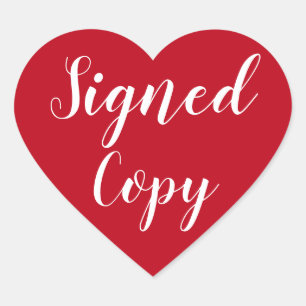 Red Heart ondertekende Romance Auteur Schrijver Hart Sticker