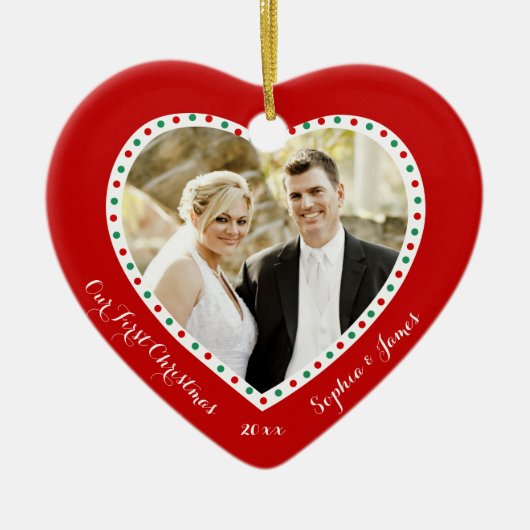 Red Heart ons eerste kerstOrnament Keramisch Ornament (Voorkant)