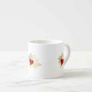 Red Heart op Gold Filigree Espresso Kop