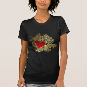 Red Heart op Gold Filigree T-shirt