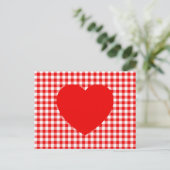 Red Heart op Red Gingham Briefkaart (Staand voorkant)