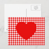Red Heart op Red Gingham Briefkaart (Voorkant / Achterkant)
