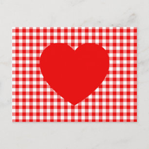 Red Heart op Red Gingham Briefkaart