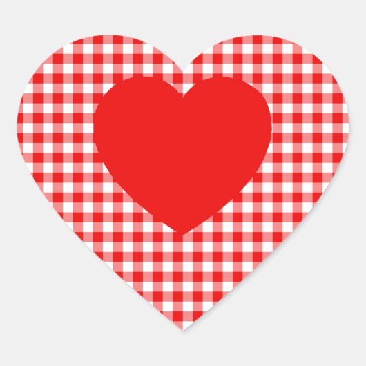 Red Heart op Red Gingham Hart Sticker (Voorkant)
