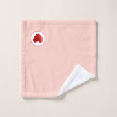 Red Heart op witte en koraal roze achtergrond Bad Handdoek (Wasdoekje)