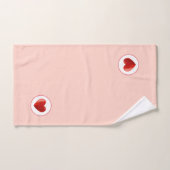 Red Heart op witte en koraal roze achtergrond Bad Handdoek (Handdoek)
