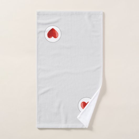Red Heart op zilveren achtergrond Bad Handdoek (Handdoek)