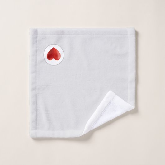 Red Heart op zilveren achtergrond Bad Handdoek (Wasdoekje)