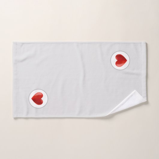 Red Heart op zilveren achtergrond Bad Handdoek (Handdoek)