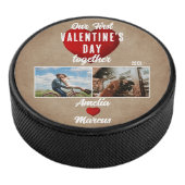 Red Heart Our First Valentijns Together 2 Foto Hockey Puck (3/4)