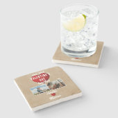 Red Heart Our First Valentijns Together 2 Foto Stenen Onderzetter (Zijkant)