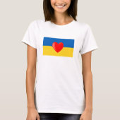 Red Heart over de Oekraïense vlag T-Shirt (Voorkant)
