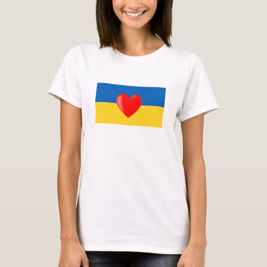 Red Heart over de Oekraïense vlag T-Shirt (Voorkant)