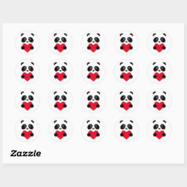 Red Heart Panda Ronde Sticker