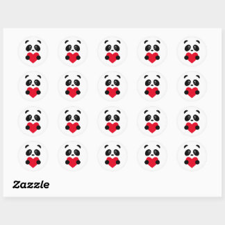Red Heart Panda Ronde Sticker