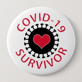Red Heart Pandemic Coronavirus Covid-19 Survivor Ronde Button 4,0 Cm