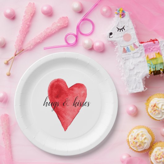 Red Heart Papieren Bordje (Feest)