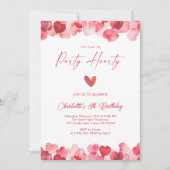 Red Heart Party Hearty Birthday Kaart (Voorkant)