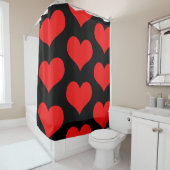 Red Heart Patronen Cute Black Aangepaste kleur Sti Douchegordijn (In situ)