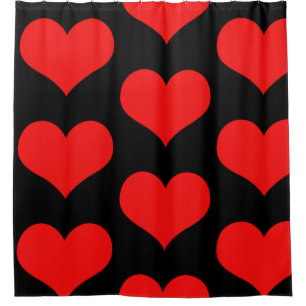 Red Heart Patronen Cute Black Aangepaste kleur Sti Douchegordijn