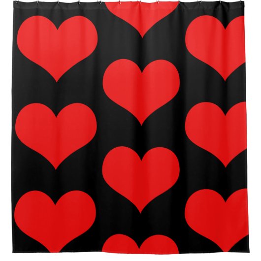 Red Heart Patronen Cute Black Aangepaste kleur Sti Douchegordijn (Voorkant)