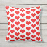 Red Heart Patronen Cute Custom Color Home Decor Buitenkussen<br><div class="desc">Gedrukt met grote rode hartpatronen in een effen witte achtergrond.</div>